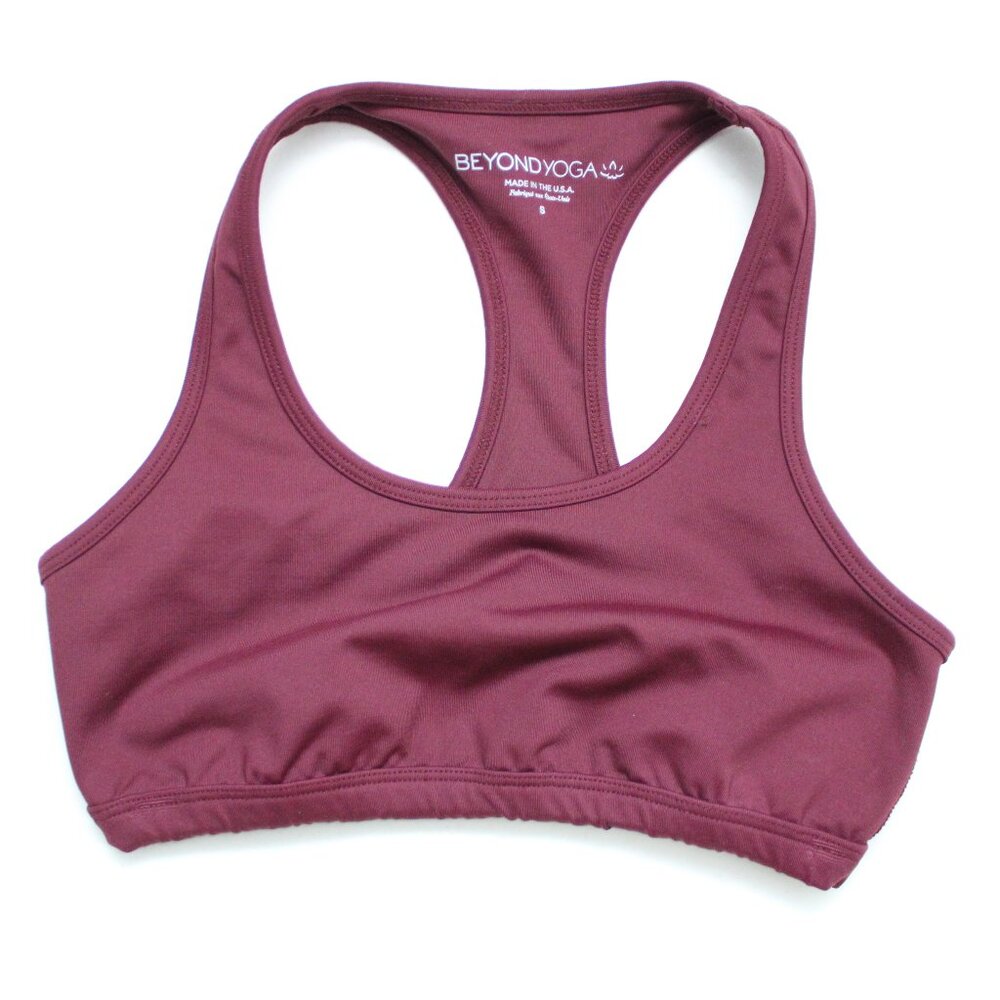Beyond Yoga Work It Out Keyhole Racerback Sports Bra Burgundy Size Small - Picture 3 of 6